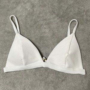 White Ribbed Bikini Top
